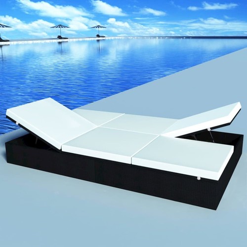 Sun lounger black rattan - sun, pe