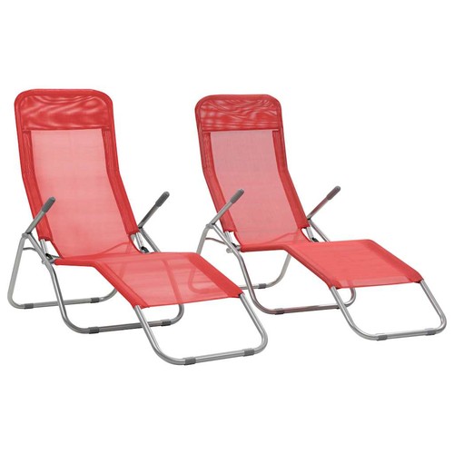 Folding sun loungers pcs - loungers, red
