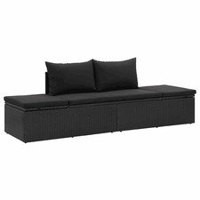 Sun Lounger Black Poly rattan