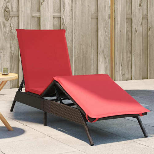 Sun lounger with cushion - lounger, brown