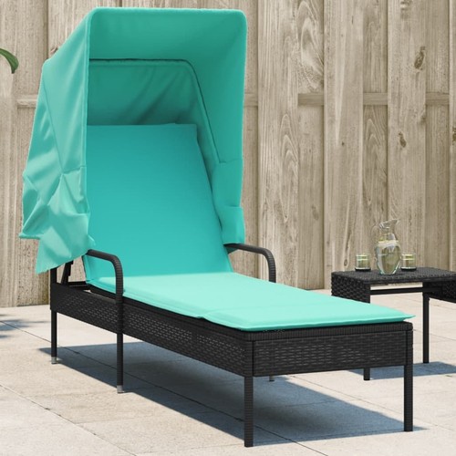 Sun lounger with canopy black - sun,