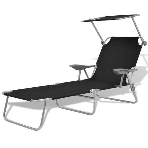 Sun lounger with canopy steel - lounger,