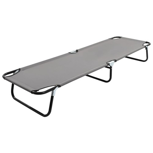 Folding sun lounger gray - lounger, steel